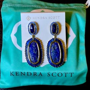 Kendra Scott Kaki Earrings -Hard to Find! Gold/Lapis